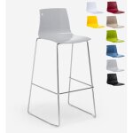 Tabouret de bar de cuisine grand soleil 74 cm design imola slitta - gris