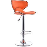 Tabouret de bar curved back pivotant - r�glable en hauteur orange - chrome, faux cuir, metal