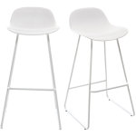 Tabourets de bar design blancs h65 cm (lot de 2) ella
