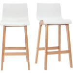 Tabouret de bar design bois et blanc 75 cm (lot de 2) new surf