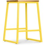 Tabouret de bar design industriel - bois et m�tal - 60cm - big boy jaune