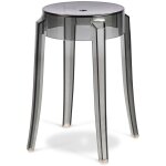 Tabouret de bar design transparent - 47cm - victoria queen gris clair