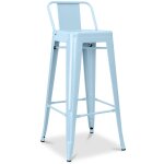 Tabouret de bar avec dossier - design industriel - 76cm - nouvelle �dition - stylix bleu clair