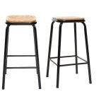 Tabourets de bar empilables noir et bois fonc h65 cm (lot de 2) memphis
