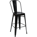 Tabouret de bar hhg - 866, chaise de comptoir avec dossier, m�tal, design industriel, noir