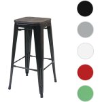 Mendler - tabouret de bar hwc - a73, avec si�ge en bois, m�tal, style industriel - blanc