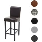 Tabouret de bar hwc - c33, chaise de bar tabouret de comptoir, bois rouge - brun, pieds clairs, simili ...