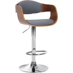 Clp - tabouret de bar kingston avec coque en bois assise en similicuir noyer / gris