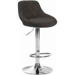 Clp - tabouret de bar lazio en tissu hauteur r�glable si�ge pivotant gris fonc� chrome