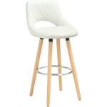 Woltu tabouret de bar en cuir synth�tique et bois massif avec dossier et repose - pieds 43x40x96cm blanc ...
