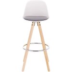 Woltu - tabouret de bar en similicuir si�ge de cuisine pied en bois avec repose - pied, gris + blanc