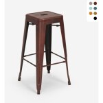Tabouret de bar vintage en m�tal design industriel style steel stale 78cm - bronze