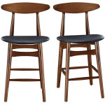 Miliboo ? tabouret de bar vintage 65 cm ? assise en polyur�thane noire ? structure en panneaux de fibres ...