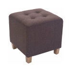 Tabouret bas repose - pieds pouf capitonn� en tissu marron pieds en bois 45x46 cm 100000062