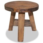 Tabouret bas rond bois massif recycl� clair indula