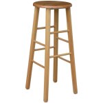 Okaffarefatto - tabouret en bois avec assise ronde h 80 cm en noyer clair avec pieds droits