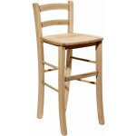 Tabouret en bois brut avec dossier et assise en bois massif h 67cm