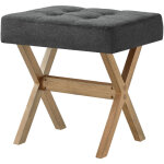 Tabouret de coiffeuse rembourr�, pied en bois, pour chambre, dressing, entr�e, 32 x 42 x 46 cm, gris ...