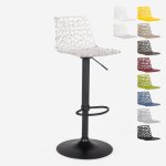 Tabouret design cuisine bar base noire mate rglable grand soleil spider matt - transparent