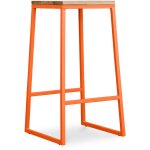 Privatefloor - tabouret design industriel - bois et m�tal - 76cm - big boy orange