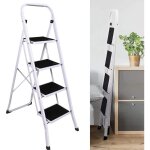 Tabouret / �chelle pliant, 4 marches, facile � plier et � transporter, patins antid�rapants et p�dales ...