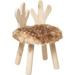Tabouret pour enfants atmosphera en bois de cerf avec peluche en fausse fourrure, 38 cm, couleur marron ...