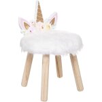 Tabouret pour enfants en peluche d'unicorn multicolore avec sige en pellicelle synthtique blanche atmosphera ...