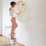 Tabouret escabeau en bois d'h�v�a pliant marchepied 3 marches escabeau multifonctionnel avec marches ...