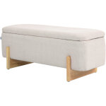 Tabouret avec espace de rangement, banc avec rembourrage en mousse, imitation lin, 111 x 44 x 44, 5 cm, ...