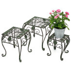 Tabouret de fleur m�tal vert angulaire 34 cm support de fleur 96007 l colonne de fleur moderne support ...