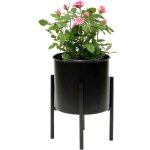 Tabouret � fleurs avec pot m�tal noir 32 cm porte - fleurs 96153 colonne � fleurs moderne porte - plantes ...