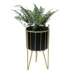Tabouret de fleur avec pot m�tal or noir rond m 40 cm support de fleur 96039 colonne de fleur moderne ...
