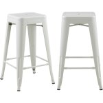 Rendez - vous d�co - lot de 2 tabourets pour �lot central 66 cm en m�tal blanc mat - indus
