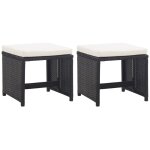 Tabourets de jardin lot de 2 avec coussins r�sine tress�e noir vidaxl
