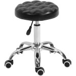 Tabouret massage  roulettes rglable en hauteur pivotant 360 assise synthtique capitonne noire - ...