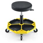Tabouret de mecanicien reglable avec plateau capacite de charge de 150 kg jaune