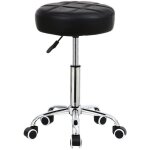 Tabouret pivotant  roulettes hauteur rglable convient pour le bureau de travail - cuir pu noir - kktoner ...