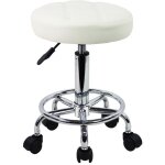 Tabouret pivotant � roulettes r�glable en hauteur 49 - 64cm ? cuir synth�tique facile � nettoyer ? 5 ...