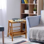 Tabouret pliant marchepied avec 2 marches petit escabeau capacit� 100 kg en bambou 45x51x48cm naturel ...