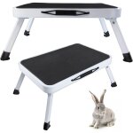 Tabouret pliant portable avec 4 boutons de s�curit� et coussinets antid�rapants, adapt� au nettoyage ...