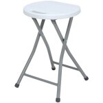 Tabouret pliant en rsine et acier 31x45cm blanc 7house