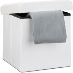 Tabouret pliant similicuir pouf de rangement pliable repose - pieds stockage carr 38 x 38 x 38 cm, blanc ...