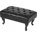 Tabouret pouf repose - pieds style baroque 39x77x47cm en synthtique noir 040003736