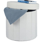 Tabouret avec rangement pouf rond pliant pliable rembourr� couvercle repose - pieds hxlxp: 38x38x38 cm, ...