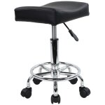 Tabouret roulant carr� en cuir pu r�glable en hauteur pivotant massage spa tabourets de salon chaise ...