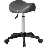 Tabouret  roulettes - homcom - hauteur rglable 45 - 57 cm et selle ergonomique - polyurthane et mtal ...