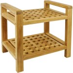 Primematik - tabouret de salle de bain avec accoudoirs et étagère 50 x 50 x 33 cm bois de teck certifié ... Primematik - tabouret de salle de bain avec accoudoirs et étagère 50 x 50 x 33 cm bois de teck certifié ...
