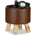 Tabouret similicuir 4 pieds bois pouf déco décoration rembourré rond assise hxd 30 x 30 cm, marron - ... Tabouret similicuir 4 pieds bois pouf déco décoration rembourré rond assise hxd 30 x 30 cm, marron - ...
