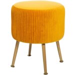 Atmosphera - tabouret velours plisse solaro moutarde