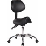 Tabouret de travail avec assise en forme de selle cheval ajustable et pivotant pvc noir tabo10074